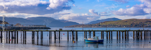 Abandoned Admiralty Pier and boat, Firth of Clyde, Gourock, Inverclyde, Scotland, United Kingdom, Europe photo