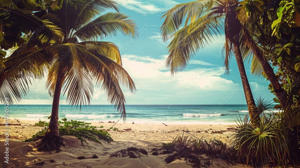 Obraz premium Paradise, exotic tropical sun, beach, sea, island for vacation travel