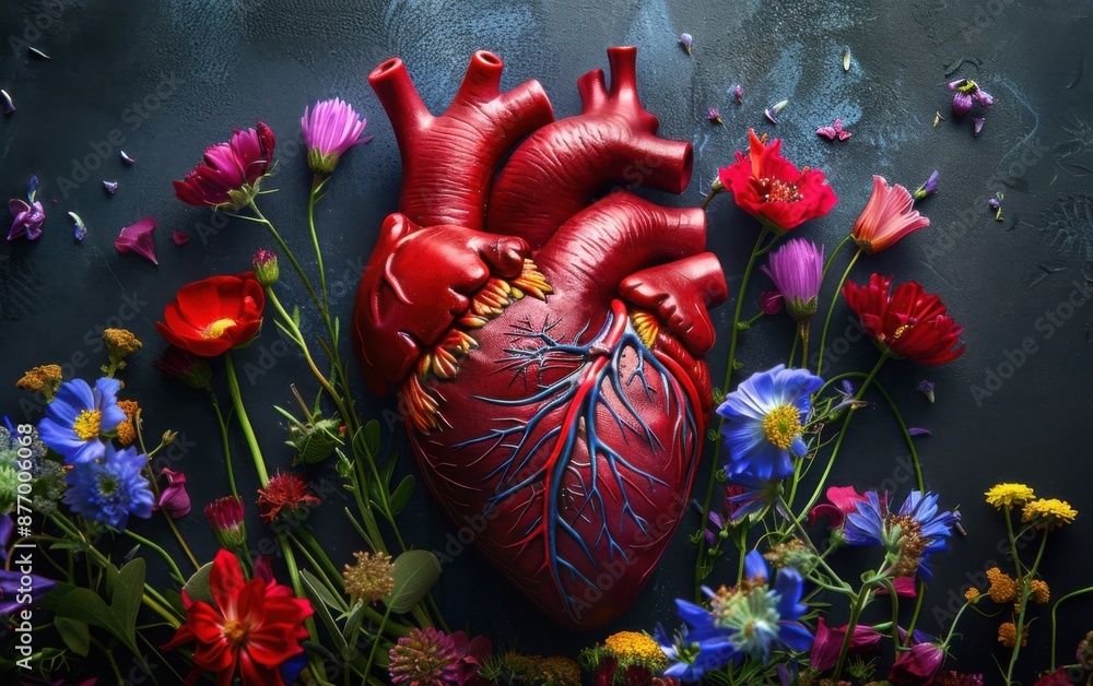 Naklejka premium heart and flowers