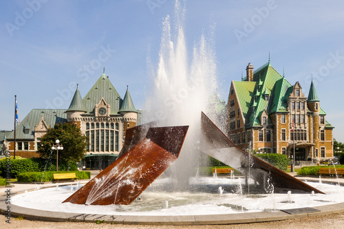 Eclatement II, fountain of Charles Daudelin, in front of the Gare du Palais (Palace Station), Quebec City, Province of Quebec, Canada, North America photo