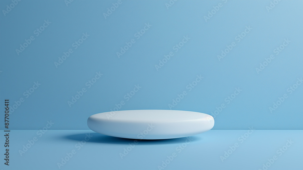 Minimalist 3D render of an elongated oval on a solid cobalt blue background Minimalist 3D render of an elongated oval on a solid cobalt blue background