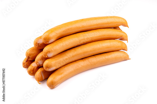Bockwurst, Frankfurter - delicious sausages on a white background
