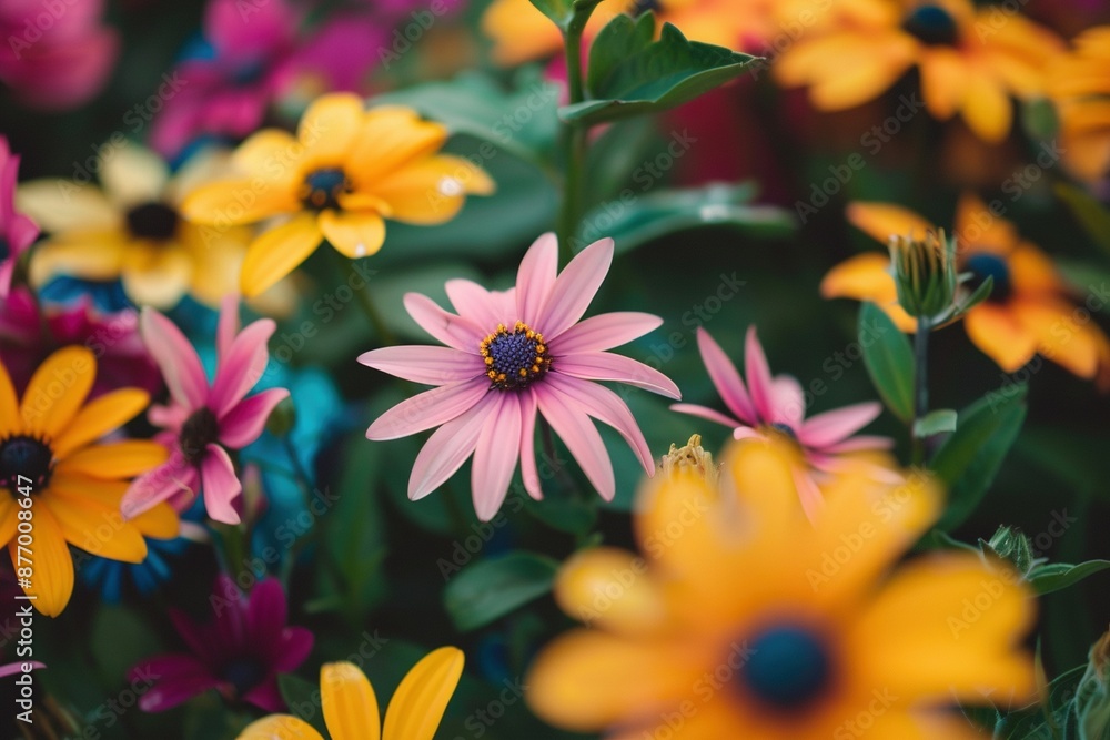 Bunte Blumen in Nahaufnahme, Blumen Hintergrund Bunte Blumen in Nahaufnahme, Blumen Hintergrund