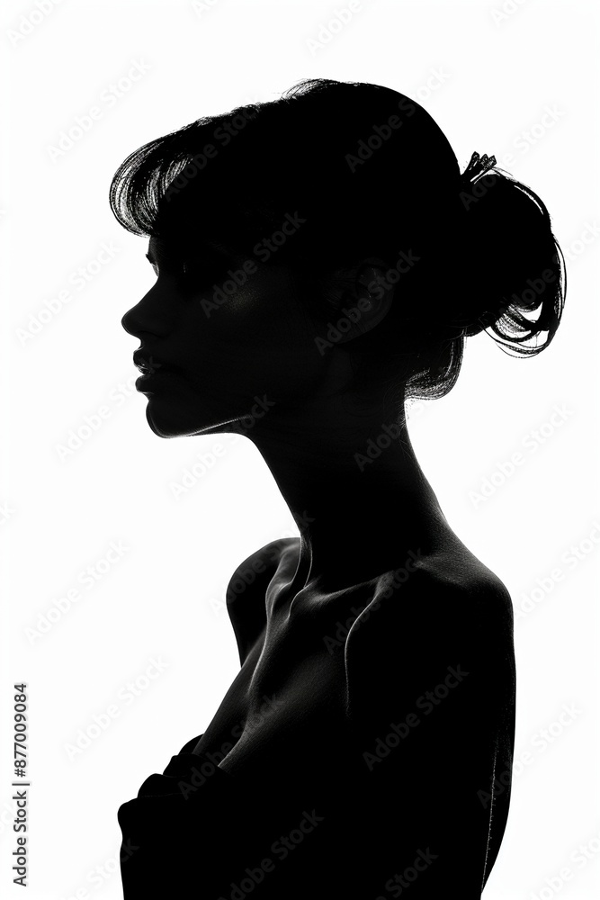 Schwarze Silhouette einer Frau vor weißem Hintergrund 