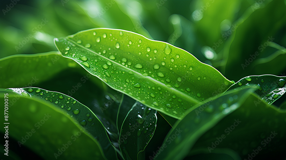 Fototapeta premium Green plant leaf in close-up