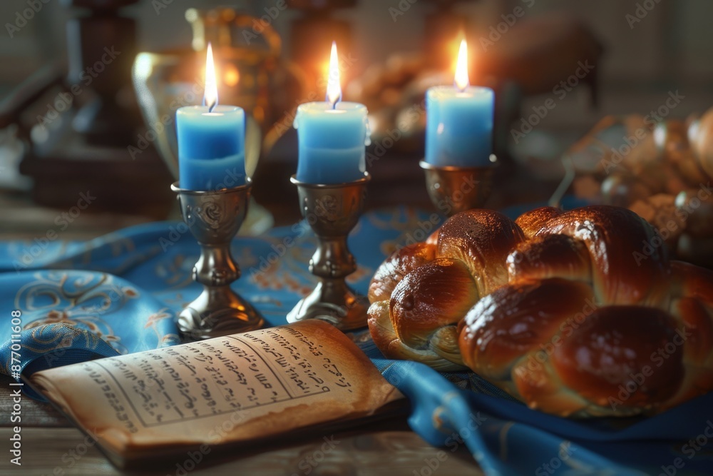 Obraz premium Bread and candle setup