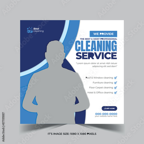 office, home and hotel cleaning social media post banner