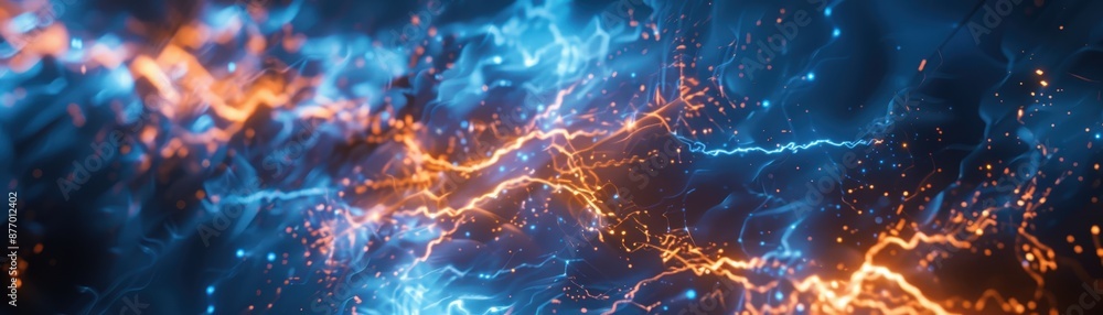 Vibrant abstract image featuring dynamic energy waves in blue and orange with sparkling particles, creating a sense of motion and energy. Vibrant abstract image featuring dynamic energy waves in blue and orange with sparkling particles, creating a sense of motion and energy.
