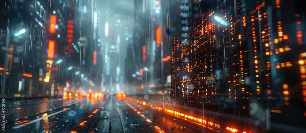 A vibrant cyberpunk cityscape at night featuring neon lights, towering skyscrapers, and rainy streets, creating a futuristic and atmospheric urban scene. A vibrant cyberpunk cityscape at night featuring neon lights, towering skyscrapers, and rainy streets, creating a futuristic and atmospheric urban scene.