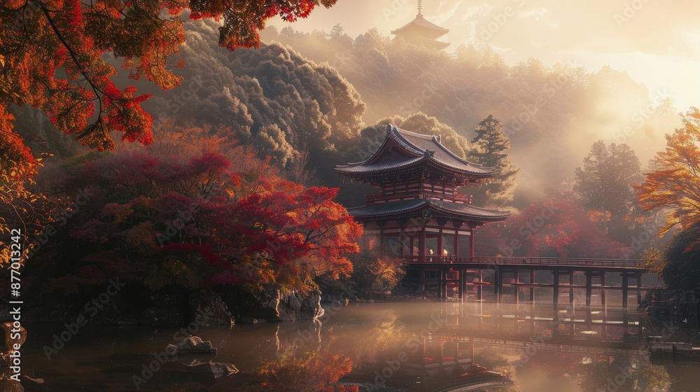 Obraz premium The day of the autumn equinox in Japan. symbolizing the balance of the day on the day of the autumnal equinox