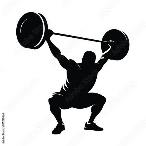 a weightlifter lifting a big barbell. vector  illustration
