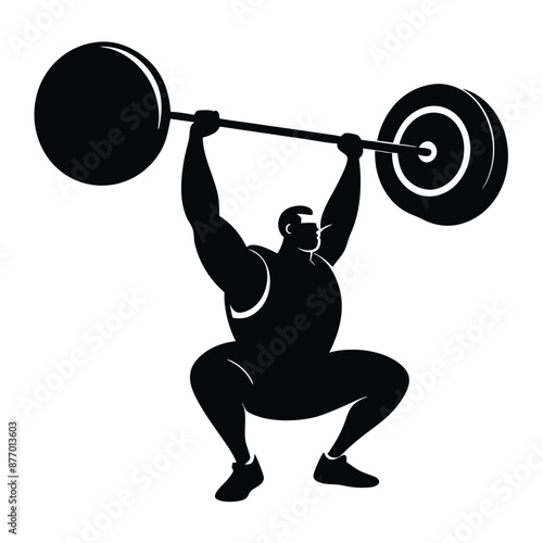 a weightlifter lifting a big barbell. vector  illustration