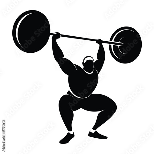 a weightlifter lifting a big barbell. vector  illustration