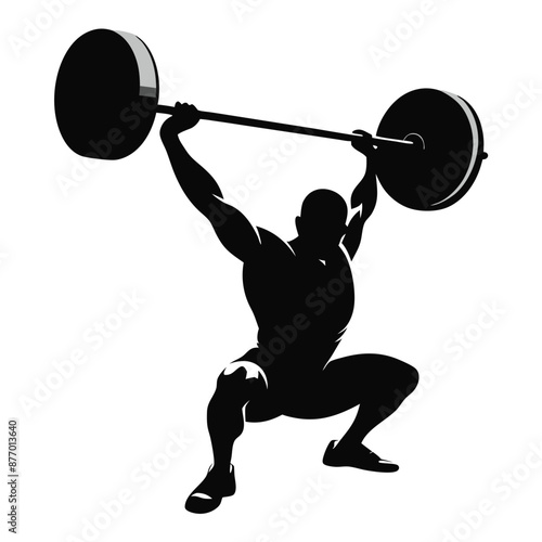 a weightlifter lifting a big barbell. vector  illustration