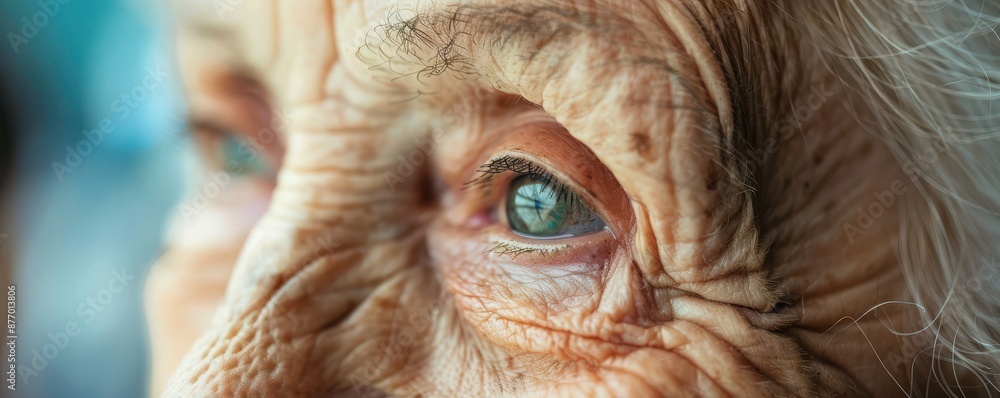 Close-up of an elderly woman's eye with wrinkles. Close-up of an elderly woman's eye with wrinkles.