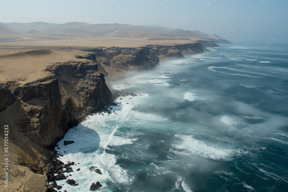 Picturesque coastal cliffs embrace the azure sea, forming a breathtaking landscape perfect for travel Picturesque coastal cliffs embrace the azure sea, forming a breathtaking landscape perfect for travel