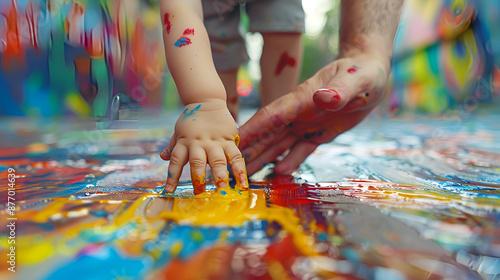 a child and a hand painting