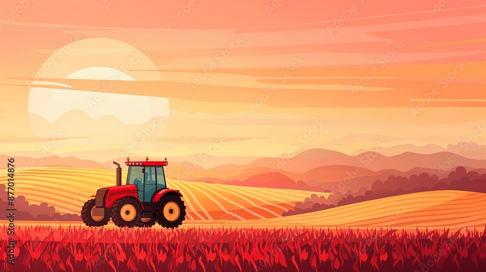 Fototapeta premium Balanced textures in healthy crops, achieving agricultural harmony, flat design illustration