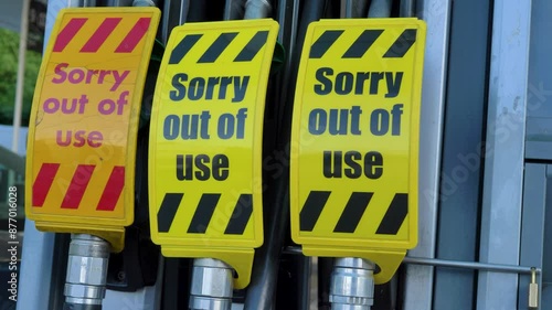 No fuel available at petrol gas station photo