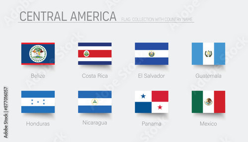 Central America flag set. Hight detailed. Vector illustration
