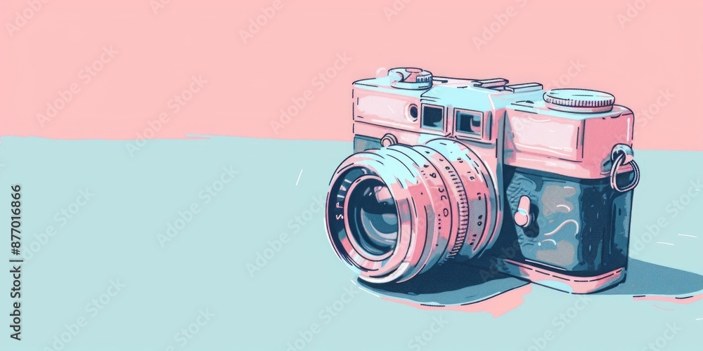 Fototapeta premium Pink and Blue Camera Background