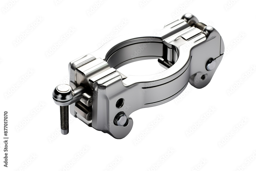 Obraz premium A Gleaming Silver Bicycle Derailleur Hanger, Ready for Action on a White or Clear Surface PNG Transparent Background.