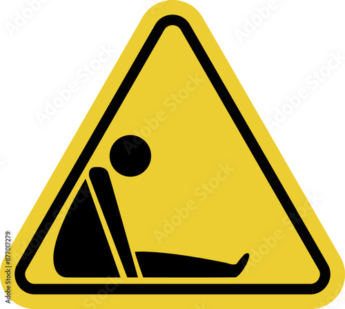Confined space sign. Limited in size. Underground structures reservoirs and other places with limited space. Hazardous conditions, such as lack oxygen, presence toxic gases. Warning road sign.
