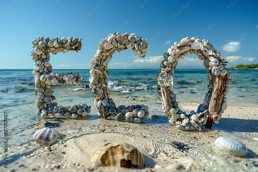 Fototapeta premium The Word of ECO written in stones and wood
