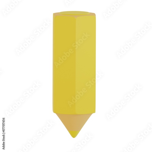 yellow pencil in 3D style photo