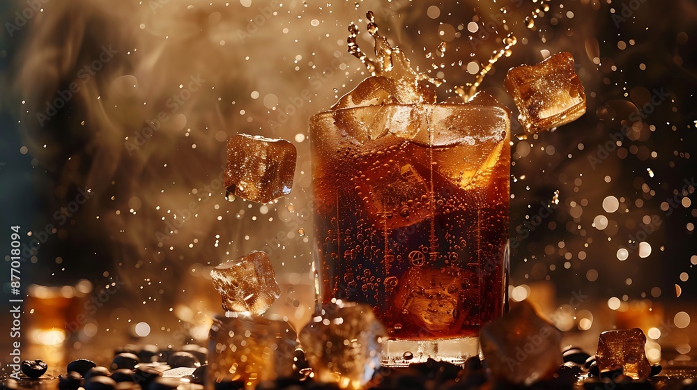 drinking ice coffee made of ice cubes and coffee beans minimal creative summer concept drinking ice coffee made of ice cubes and coffee beans minimal creative summer concept