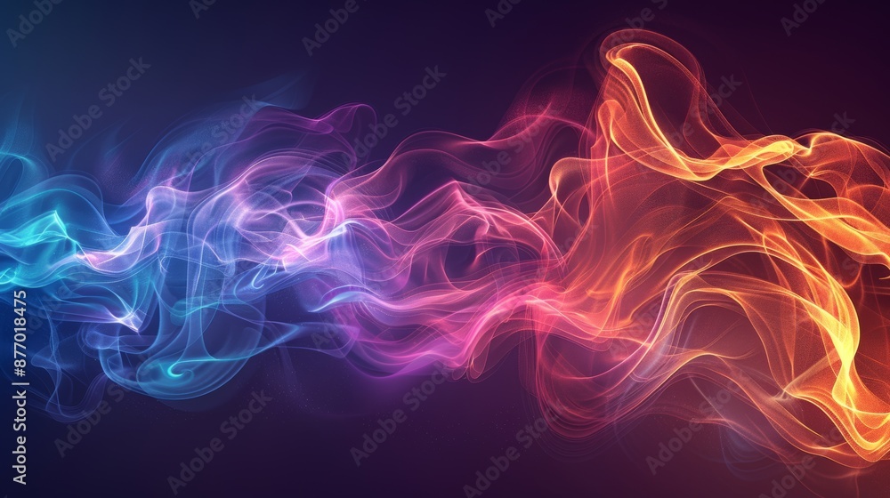 Abstract smoke effects with ethereal, flowing trails of bright colors against a dark background. Cartoon illustrations vectors Generative AI Abstract smoke effects with ethereal, flowing trails of bright colors against a dark background. Cartoon illustrations vectors Generative AI