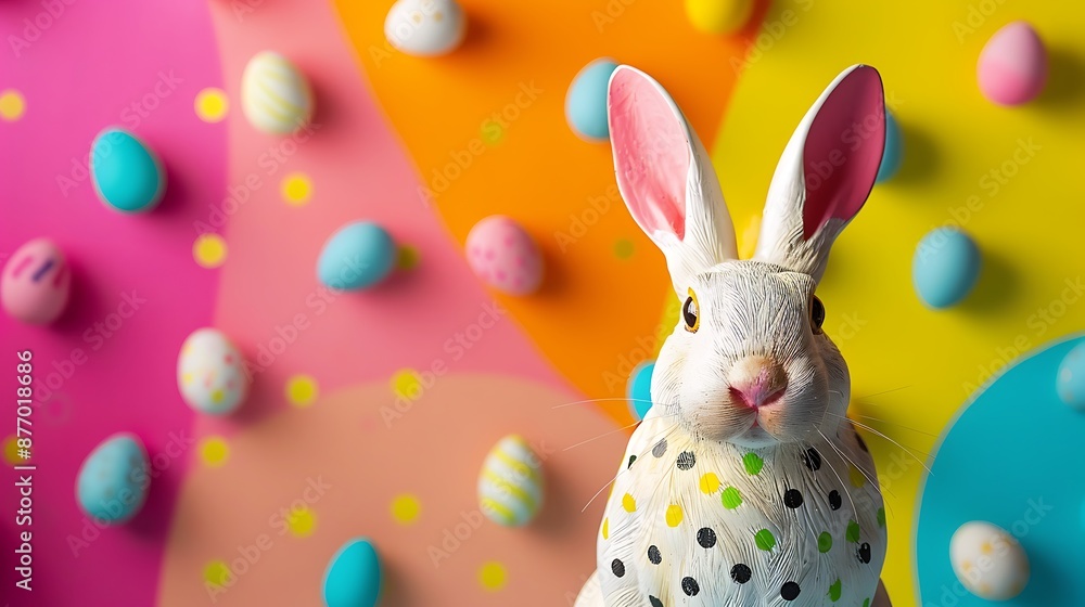 easter bunny figure isolated on colorful background easter bunny figure isolated on colorful background