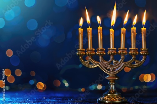 Menorah with lit candles