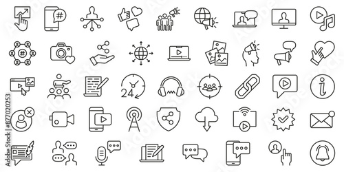 Social media icon. Social media icon set. Social network linear symbol.