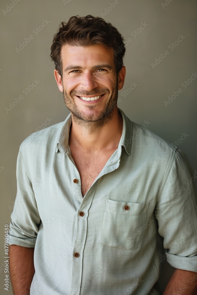 Laughing man with confident smile, isolated background. Stylish and photogenic adult portrait. Laughing man with confident smile, isolated background. Stylish and photogenic adult portrait.
