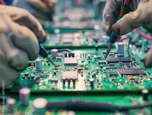 Person working on circuit board