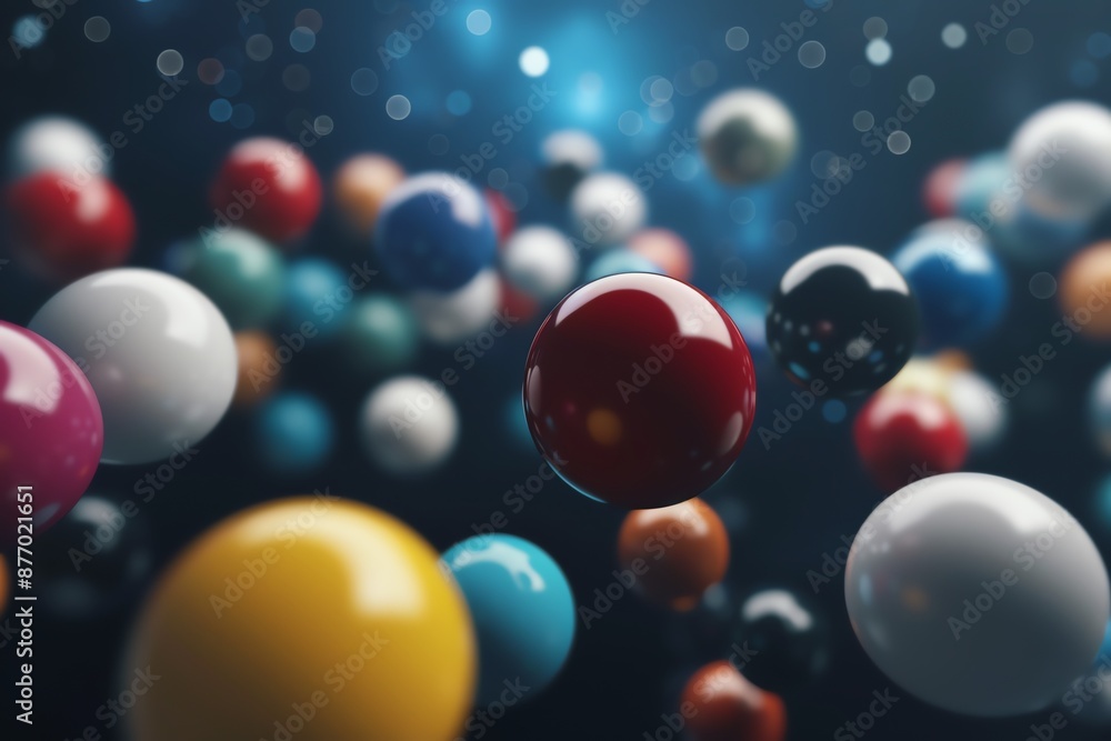 Abstract image of colorful round objects floating in dark space with bokeh effect, creating a magical and mysterious atmosphere. Abstract image of colorful round objects floating in dark space with bokeh effect, creating a magical and mysterious atmosphere.