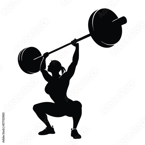 vector silhouette of a weight lifter woman, isolated of white background