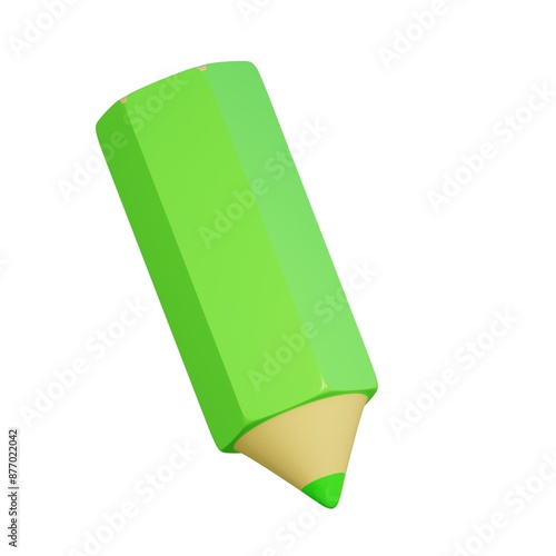 green pencil in 3D style 