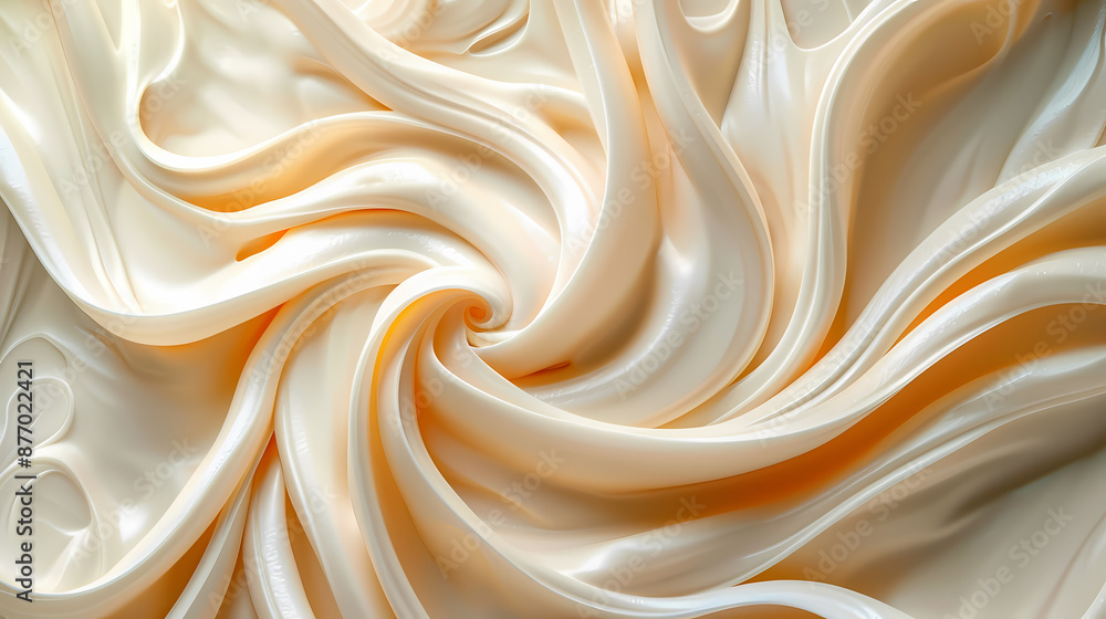 Abstract close-up of shimmering, silky beige fabric swirling elegantly. Abstract close-up of shimmering, silky beige fabric swirling elegantly.