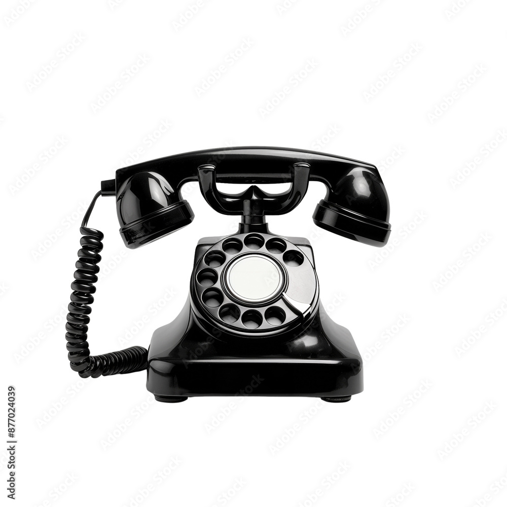 A black rotary phone with a white dial A black rotary phone with a white dial