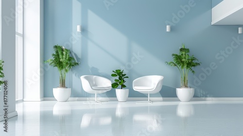 Contemporary medical waiting area with bright lighting and modern decor. Welcoming and efficient healthcare.