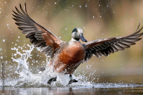 An American Widgeon employs its airbrakes in mid air to slow down for a water landing photo