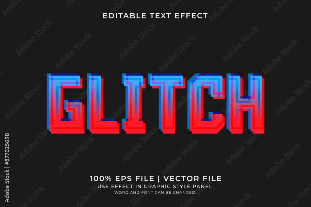 Fototapeta premium Glitch Text effect editable vector