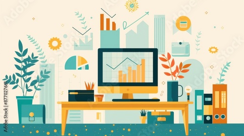 Financial portfolio, diversified investments overview, flat design illustration