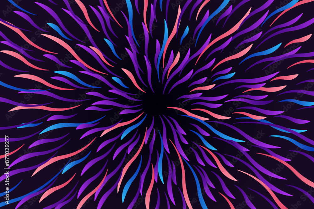 Fototapeta premium Abstract futuristic radial circular wavy colorful lines flow explosion concept, starburst dynamic multicolored lines, speed geometric background