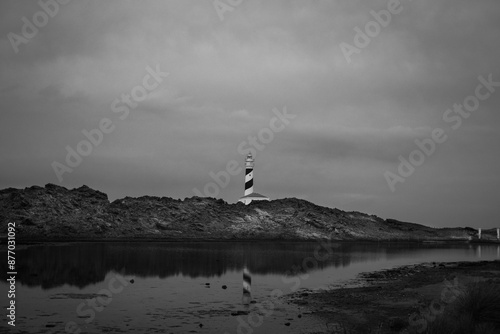 Monochrome sunset at Favaritx Lighthouse, Menorca photo