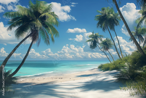 Paradise Beach: Clear Waters and Majestic Palm Trees