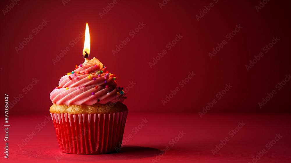 Celebratory cupcake with candle Celebratory cupcake with candle