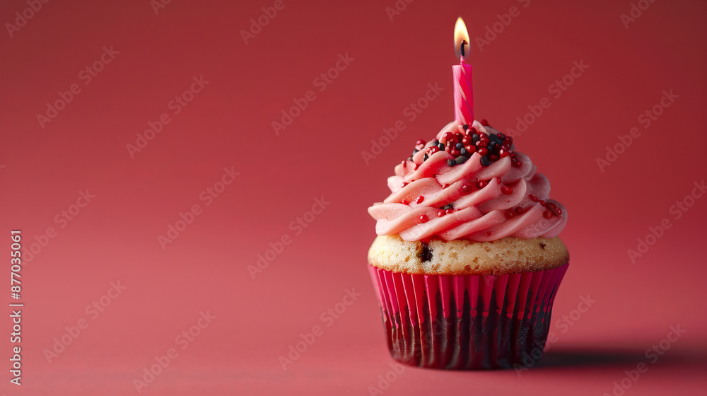 Celebratory cupcake with candle Celebratory cupcake with candle
